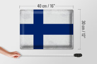 Blechschild Flagge Finnland 40x30cm Flag of Finland Vintage