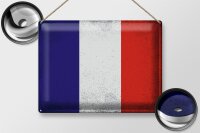 Blechschild Flagge Frankreich 40x30cm Flag France Vintage