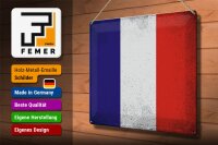 Blechschild Flagge Frankreich 40x30cm Flag France Vintage