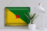 Blechschild Flagge Französisch-Guayana 40x30cm Flag Vintage
