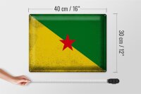 Blechschild Flagge Französisch-Guayana 40x30cm Flag Vintage