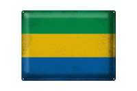 Blechschild Flagge Gabun 40x30cm Flag of Gabon Vintage