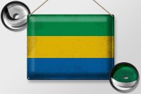 Blechschild Flagge Gabun 40x30cm Flag of Gabon Vintage