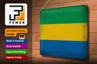 Blechschild Flagge Gabun 40x30cm Flag of Gabon Vintage
