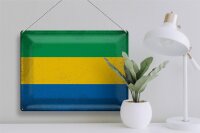Blechschild Flagge Gabun 40x30cm Flag of Gabon Vintage