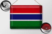 Blechschild Flagge Gambia 40x30cm Flag of Gambia Vintage
