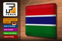 Blechschild Flagge Gambia 40x30cm Flag of Gambia Vintage