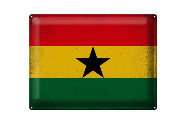 Blechschild Flagge Ghana 40x30cm Flag of Ghana Vintage
