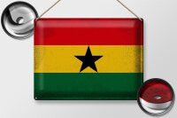 Blechschild Flagge Ghana 40x30cm Flag of Ghana Vintage