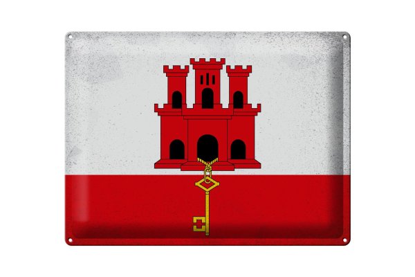 Blechschild Flagge Gibraltar 40x30cm Flag Gibraltar Vintage