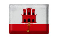 Blechschild Flagge Gibraltar 40x30cm Flag Gibraltar Vintage