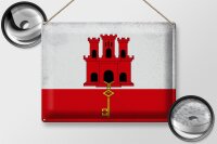 Blechschild Flagge Gibraltar 40x30cm Flag Gibraltar Vintage