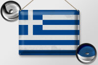 Blechschild Flagge Griechenland 40x30cm Flag Greece Vintage