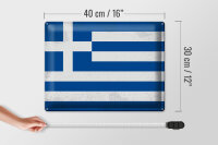 Blechschild Flagge Griechenland 40x30cm Flag Greece Vintage
