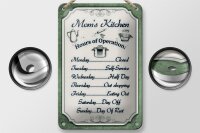 Blechschild Spruch 12x18cm Mom`s Kitchen Hours Operation