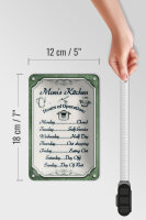 Blechschild Spruch 12x18cm Mom`s Kitchen Hours Operation