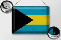Blechschild Flagge Bahamas 40x30cm Flag of Bahamas Vintage