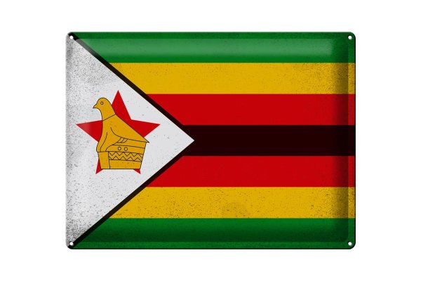 Blechschild Flagge Simbabwe 40x30cm Flag Zimbabwe Vintage