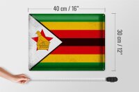 Blechschild Flagge Simbabwe 40x30cm Flag Zimbabwe Vintage