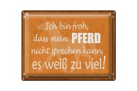 Blechschild Spruch 40x30cm bin froh mein Pferd nicht spricht