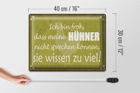 Blechschild Spruch 40x30cm froh meine Hühner nicht sprechen