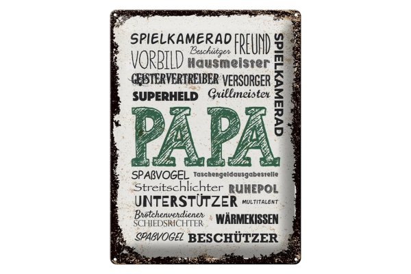 Blechschild Spruch Papa Spielkamerad Beschützer Freund 30x40cm