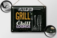 Blechschild Spruch Grill & Chill Fleisch Grillen 40x30cm
