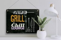 Blechschild Spruch Grill & Chill Fleisch Grillen 40x30cm