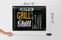 Blechschild Spruch Grill & Chill Fleisch Grillen 40x30cm