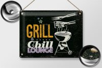 Blechschild Spruch Grill & Chill Lounge 5 Sterne 40x30cm