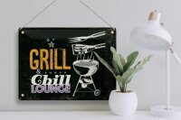 Blechschild Spruch Grill & Chill Lounge 5 Sterne 40x30cm