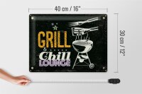 Blechschild Spruch Grill & Chill Lounge 5 Sterne 40x30cm