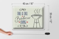 Blechschild Spruch Chill & Chill Barbecue Lounge 40x30cm