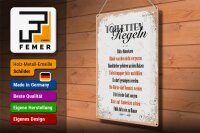 Blechschild Spruch Toilletten Regeln darf gesungen 30x40cm