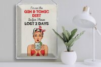Blechschild Spruch I`m on the Gin & Tonic Diet rot 30x40cm