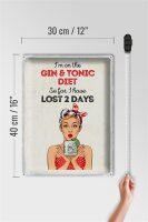 Blechschild Spruch I`m on the Gin & Tonic Diet rot 30x40cm
