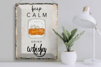 Blechschild Spruch Alkohol Keep Calm Drink Whisky 30x40cm