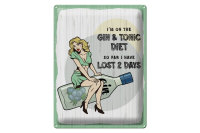 Blechschild Spruch Pinup I´m on the Gin & Tonic...