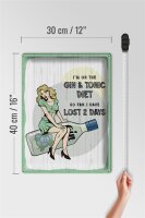 Blechschild Spruch Pinup I´m on the Gin & Tonic Diet 30x40cm