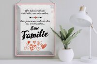 Blechschild Spruch Familie Zusammen sind wir alles 30x40cm