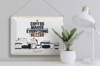Blechschild Spruch Kaffee Coffee everything better 40x30cm