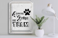 Blechschild Spruch Tiere 4 Pfoten ein 2 Füße Team 30x40cm