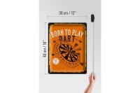Blechschild Spruch Born to play Dart Let`s play 30x40cm