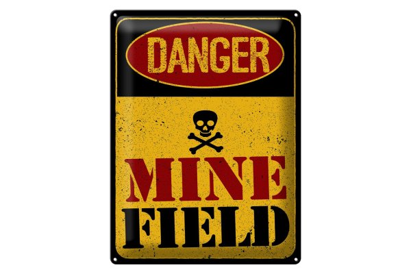 Blechschild Achtung Danger Mine Field Minenfeld 30x40cm