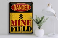 Blechschild Achtung Danger Mine Field Minenfeld 30x40cm