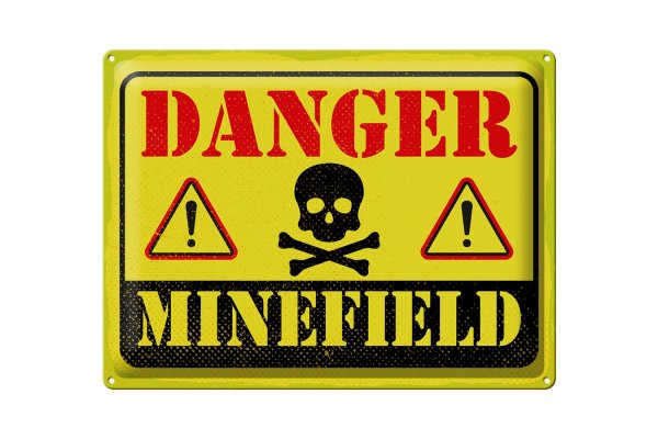 Blechschild Achtung Danger Mine Field Minenfeld 40x30cm