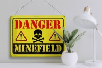 Blechschild Achtung Danger Mine Field Minenfeld 40x30cm