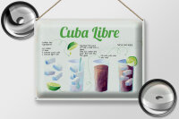 Blechschild Rezept Cuba Libre Cocktail Recipe 40x30cm