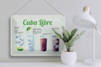 Blechschild Rezept Cuba Libre Cocktail Recipe 40x30cm