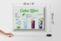 Blechschild Rezept Cuba Libre Cocktail Recipe 40x30cm